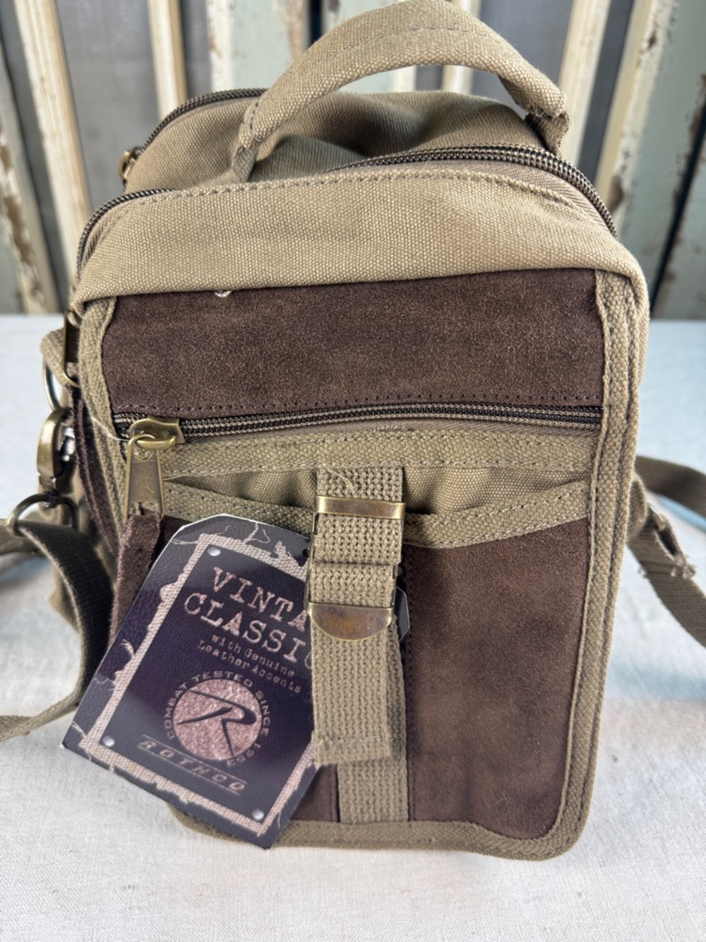 Rothco Brown & Tan Canvas Suede Messenger Bag